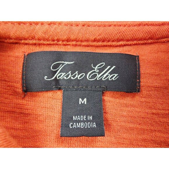 Tasso Elba Size Medium Mens Orange Short Sleeve Spread Collar Cotton Polo - Picture 4 of 9